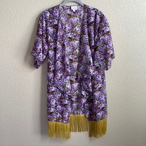 Purple floral Monroe with gold fringe